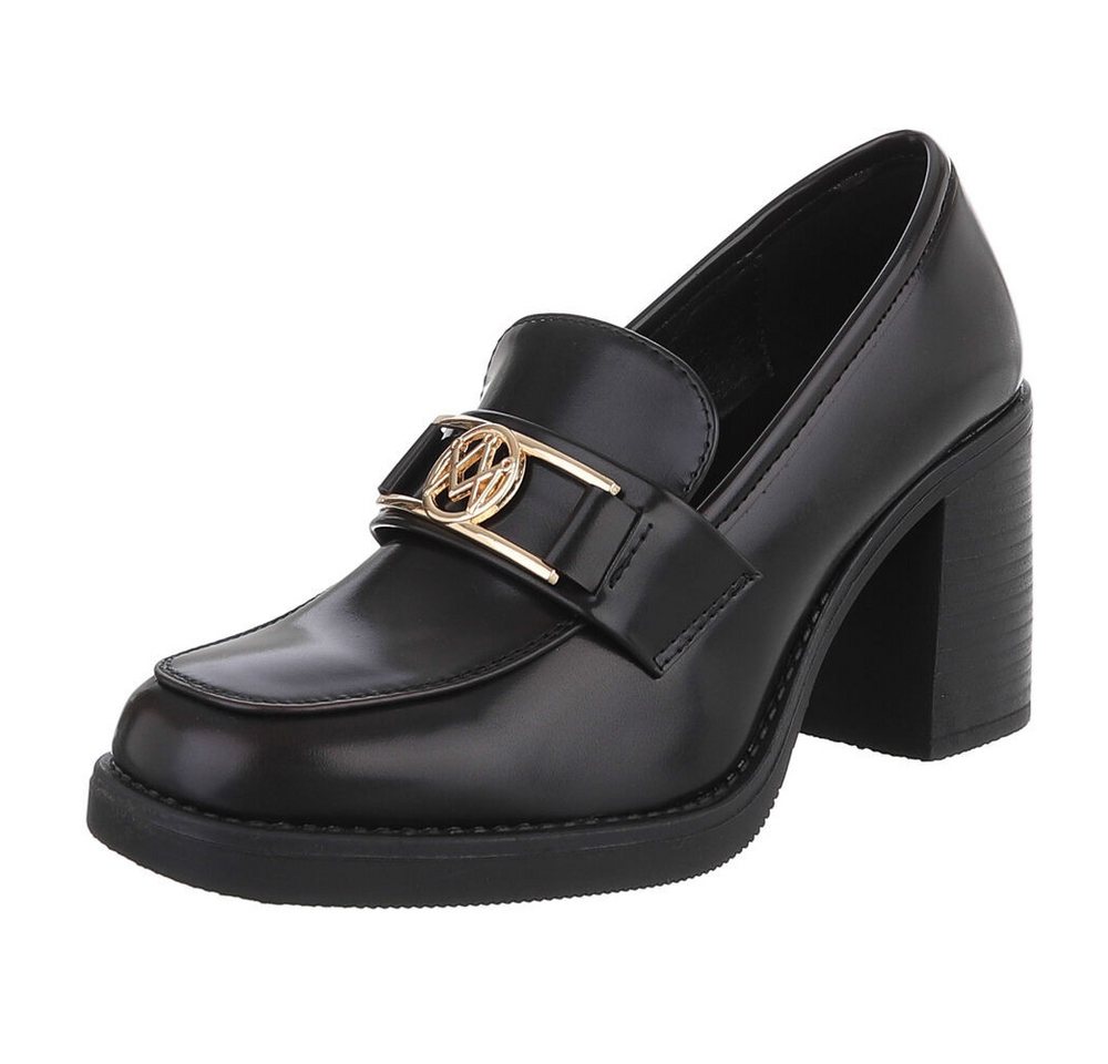 Ital-Design Elegante Absatzschuhe mit Detailverschluss für Damen High-Heel-Pumps (90793457) Blockabsatz Pumps in Dunkelbraun