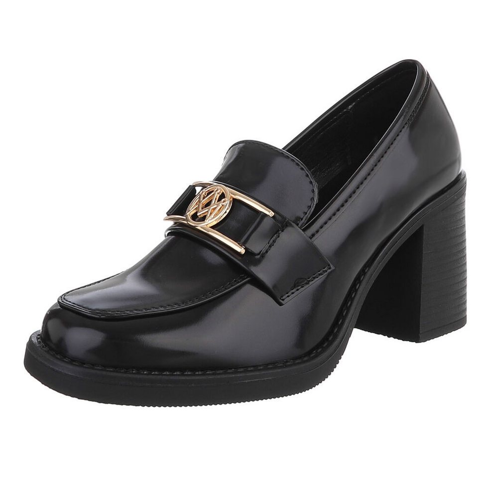 Ital-Design Elegante Absatzschuhe mit Detailverschluss für Damen High-Heel-Pumps (90793462) Blockabsatz Pumps in Schwarz