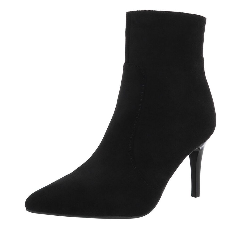 Ital-Design Elegante Ankle Boots für Damen mit hohem Absatz High-Heel-Stiefelette (90153147) Pfennig-/Stilettoabsatz Stiefeletten in Schwarz