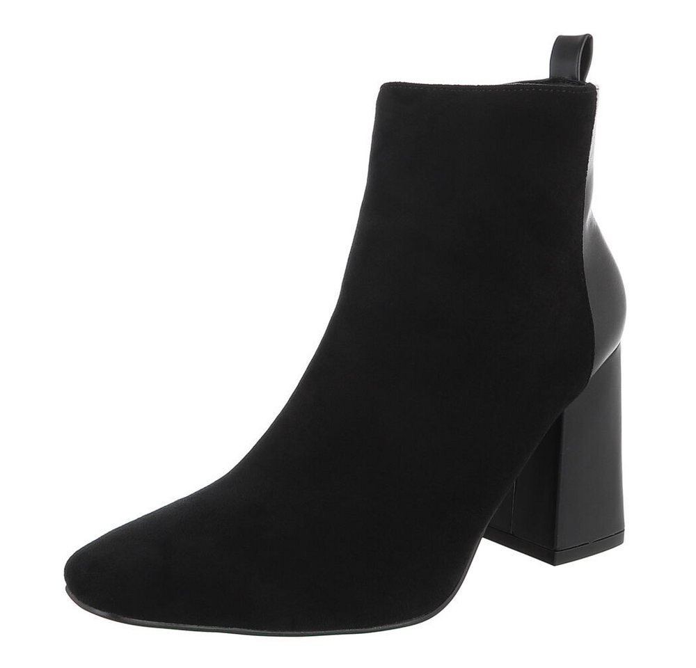 Ital-Design Elegante Ankle Boots mit Blockabsatz für Damen High-Heel-Stiefelette (90542786) Blockabsatz Stiefeletten in Schwarz