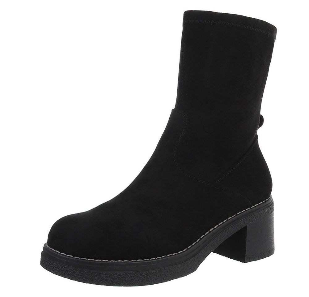 Ital-Design Elegante Ankle Boots mit Blockabsatz für Damen Plateaustiefelette (90598756) Blockabsatz Stiefeletten in Schwarz
