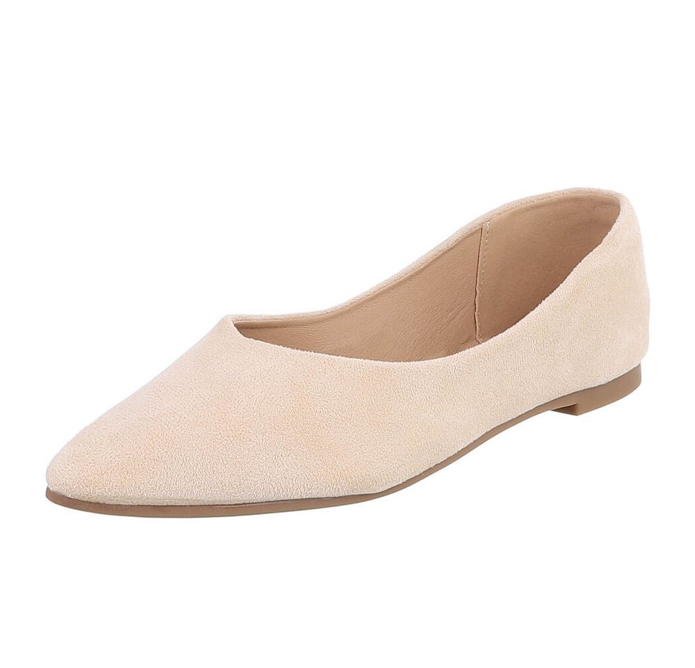 Ital-Design Elegante Ballerinas für Damen – Komfortabel & zeitlos Ballerina (91554628) Blockabsatz Klassische Ballerinas in Beige