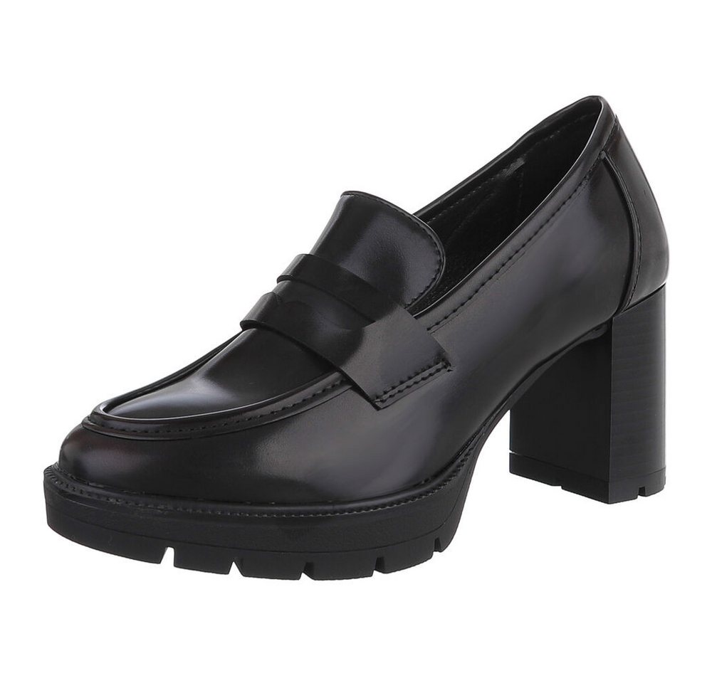 Ital-Design Elegante Blockabsatzschuhe für Damen mit modischer Schnalle High-Heel-Pumps (90793543) Blockabsatz Pumps in Braun