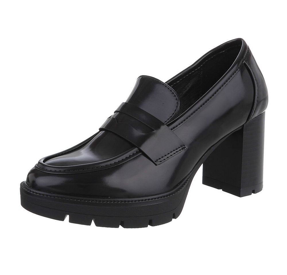 Ital-Design Elegante Blockabsatzschuhe für Damen mit modischer Schnalle High-Heel-Pumps (90793552) Blockabsatz Pumps in Schwarz