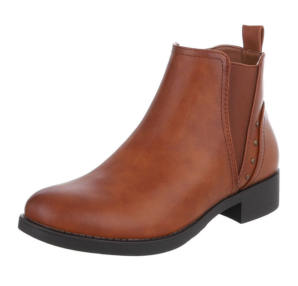 Ital-Design Elegante Chelsea-Boots für Damen mit modernen Details Stiefelette (90851857) Blockabsatz Chelsea Boots in Camel