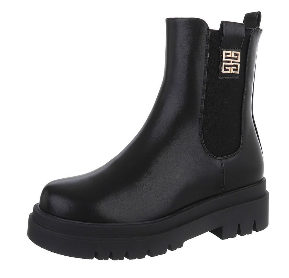 Ital-Design Elegante Chelsea Boots mit komfortabler Sohle für Damen Plateaustiefelette (90598531) Blockabsatz Stiefeletten in Schwarz