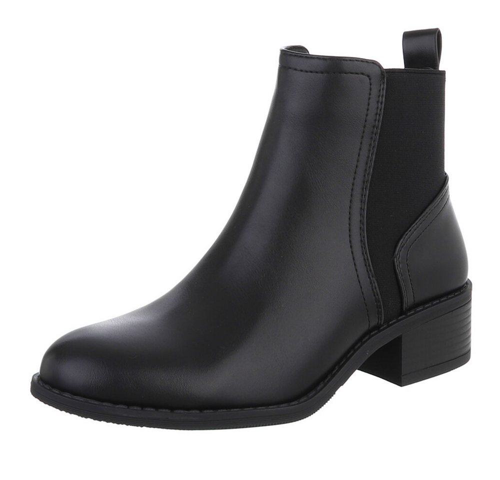 Ital-Design Elegante Chelsea-Stiefel für Damen – Komfort & Stil Stiefelette (90169386) Blockabsatz Chelsea Boots in Schwarz