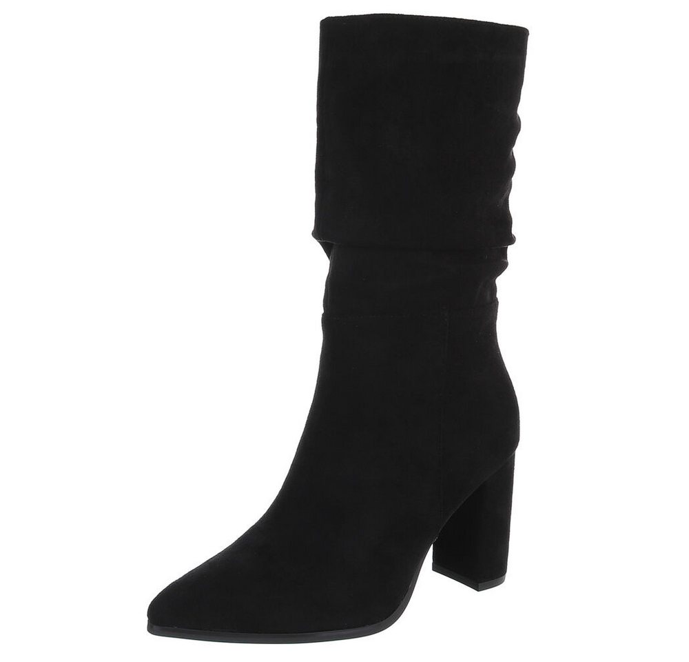 Ital-Design Elegante Damen Boots mit Blockabsatz für Freizeit und Events High-Heel-Stiefel (90851781) Blockabsatz Stiefel in Schwarz