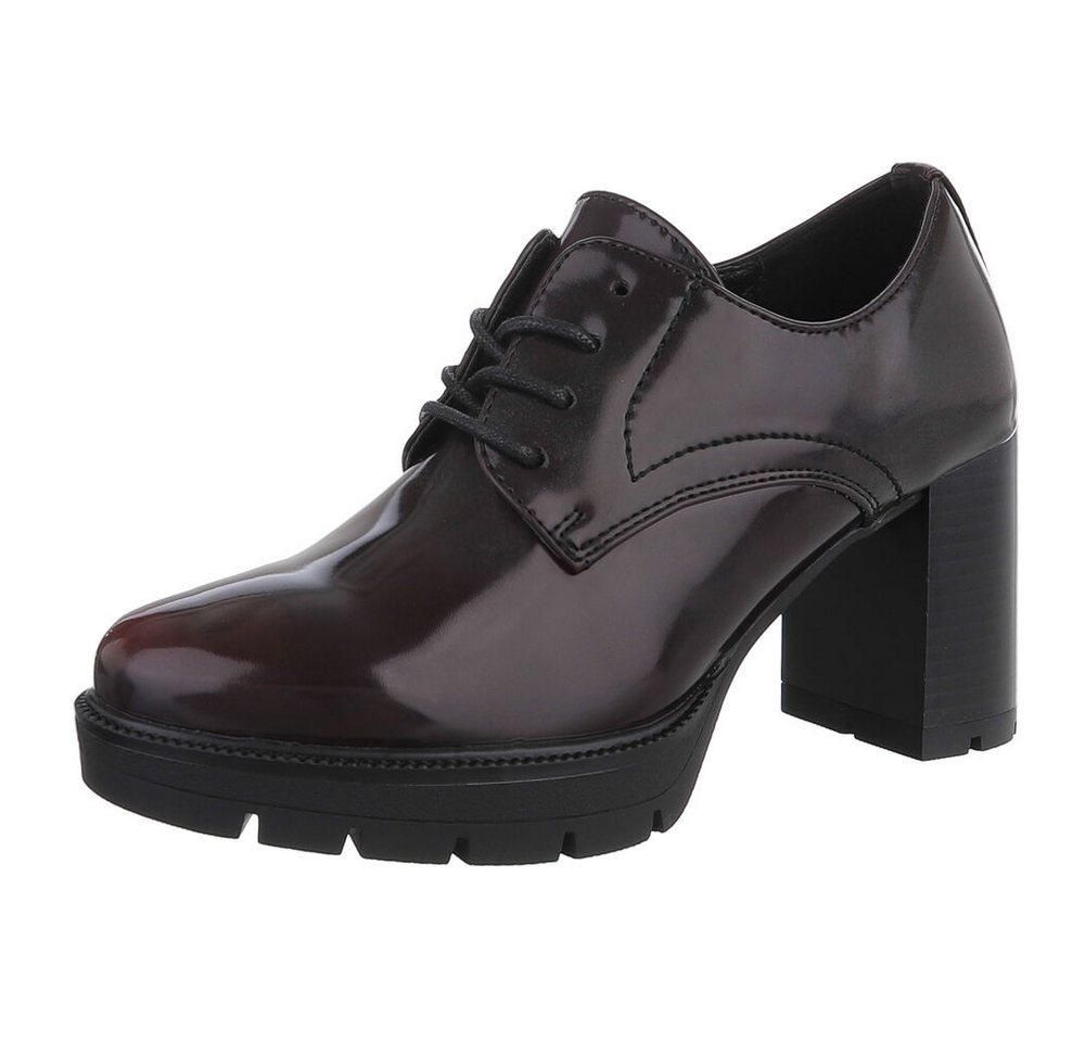 Ital-Design Elegante Damen Halbschuhe mit hochfestem Absatz Schnürpumps (90793511) Blockabsatz Pumps in Weinrot