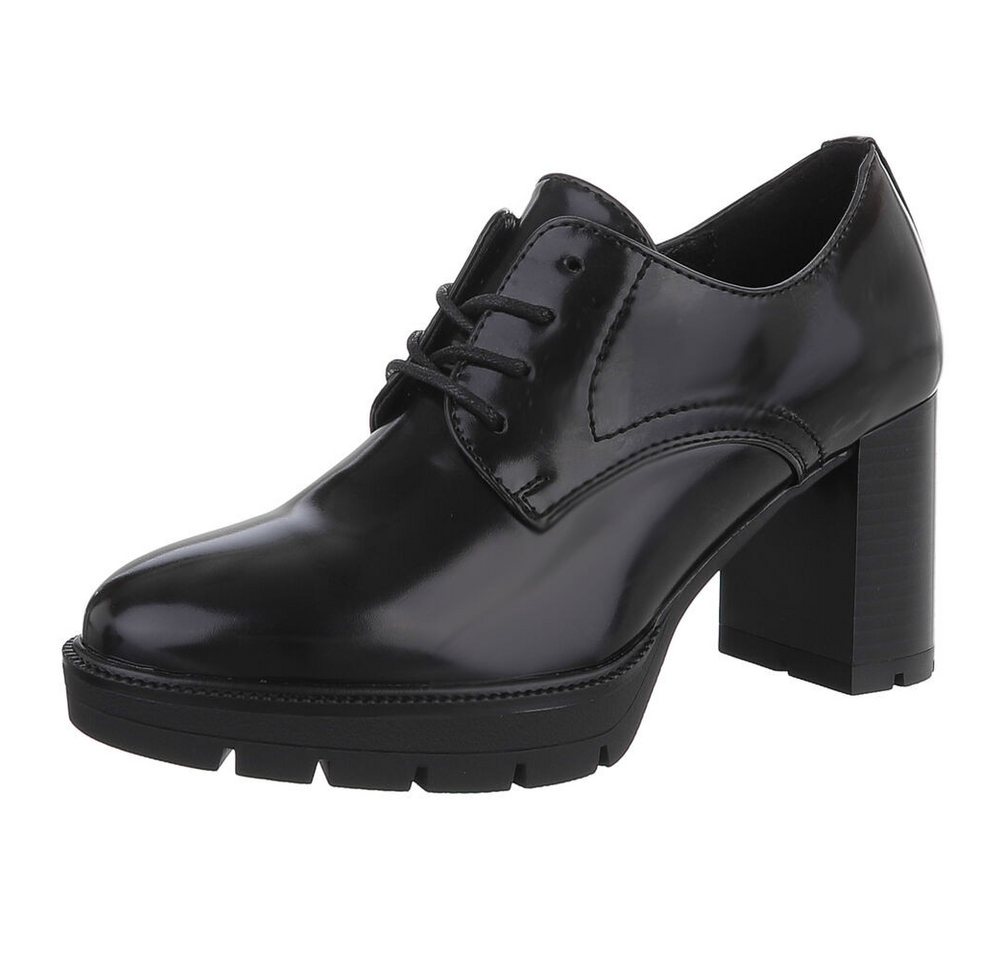 Ital-Design Elegante Damen Halbschuhe mit hochfestem Absatz Schnürpumps (90793515) Blockabsatz Pumps in Schwarz