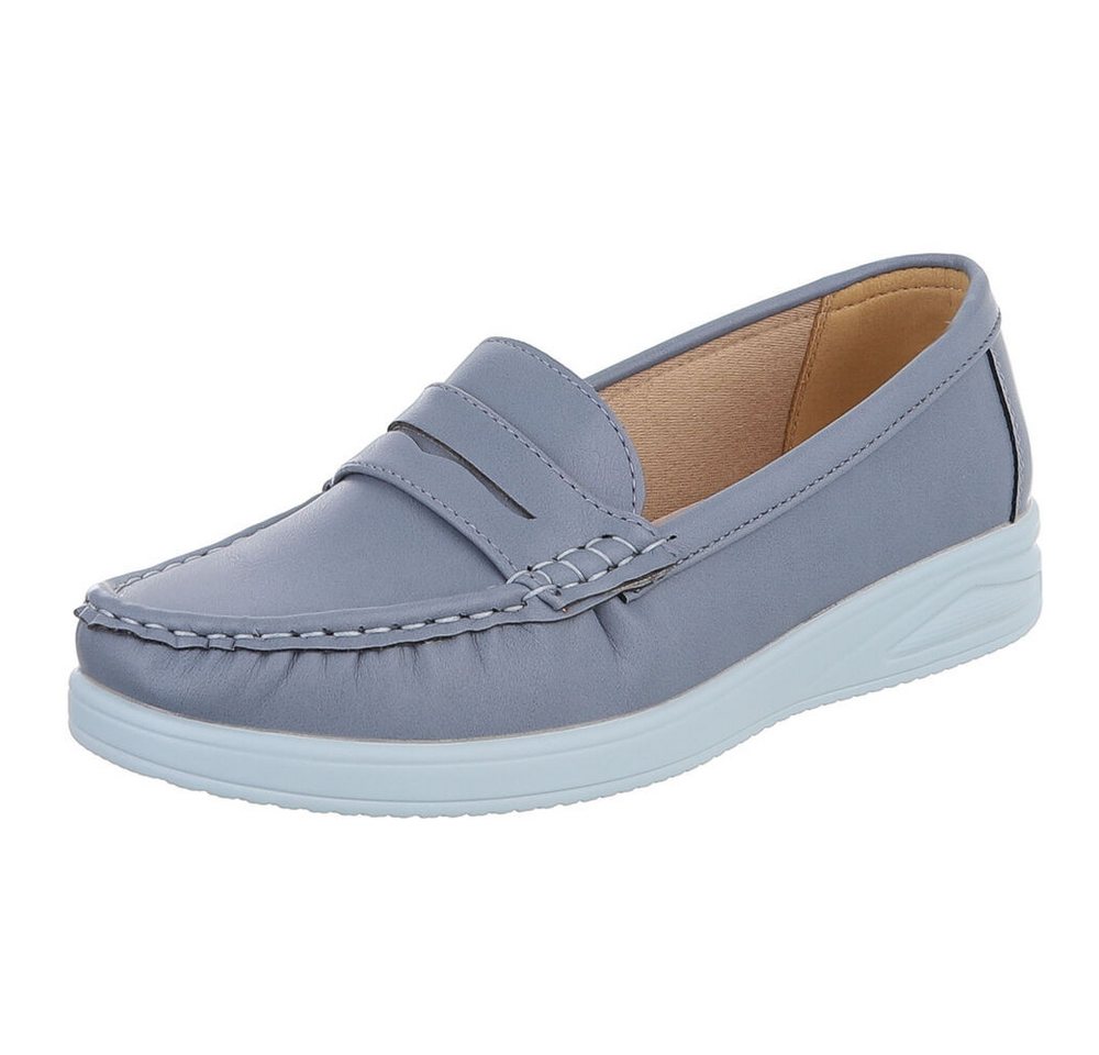 Ital-Design Elegante Damen Mokassins mit optimalem Tragekomfort Slipper (91261633) ultraleichte und komfortable sohle