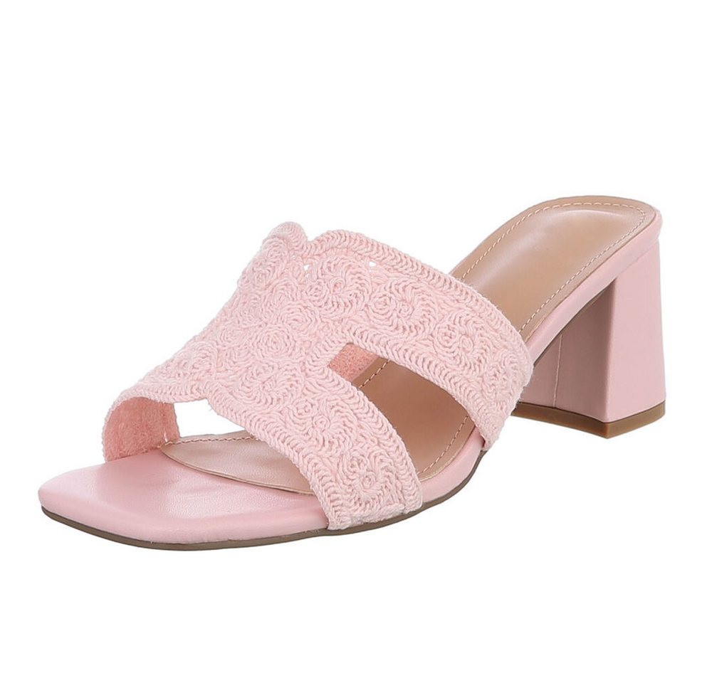 Ital-Design Elegante Damen Sandalen mit Komfort und stilvollem Design Pantolette (91512494) Blockabsatz Sandalen & Sandaletten in Hellrosa