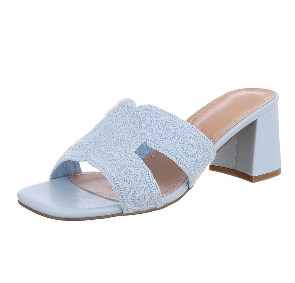 Ital-Design Elegante Damen Sandalen mit Komfort und stilvollem Design Pantolette (91512513) Blockabsatz Sandalen & Sandaletten in Hellblau