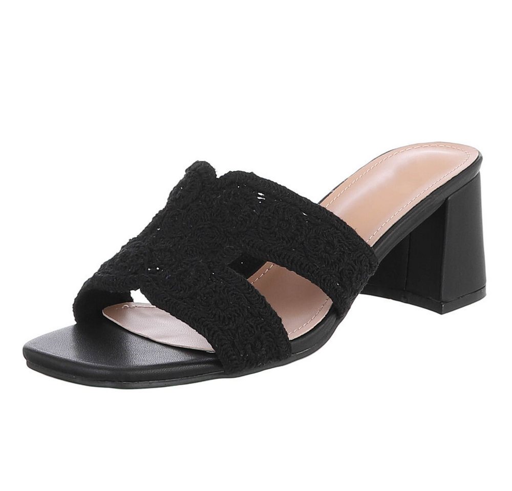 Ital-Design Elegante Damen Sandalen mit Komfort und stilvollem Design Pantolette (91512519) Blockabsatz Sandalen & Sandaletten in Schwarz