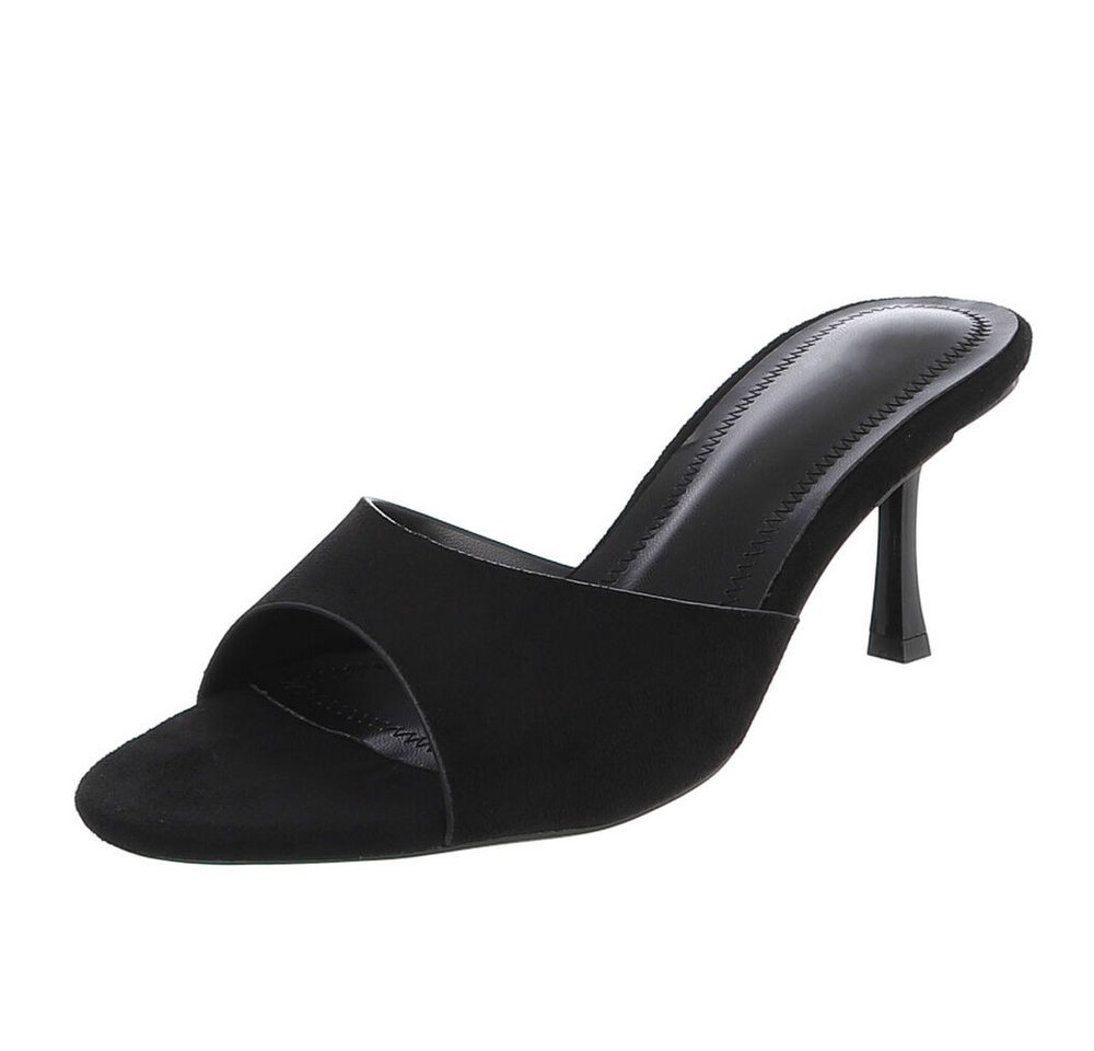 Ital-Design Elegante Damen Sandalen mit offenem Zehenbereich und Absatz Pantolette (91116936) Pfennig-/Stilettoabsatz Sandalen & Sandaletten in Schwarz