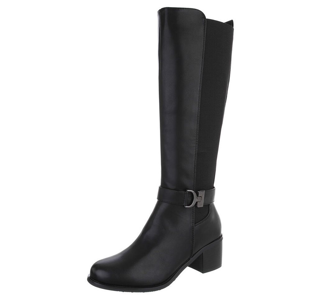 Ital-Design Elegante Damen-Stiefel mit Blockabsatz für Alltag und Freizeit Stiefel (90755932) Blockabsatz Stiefel in Schwarz