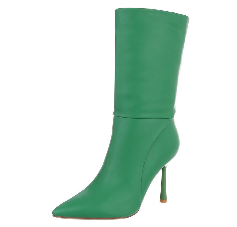 Ital-Design Elegante Damen-Stiefel mit hohem Absatz für besondere Anlässe High-Heel-Stiefel (90649098) Pfennig-/Stilettoabsatz Stiefel in Grün