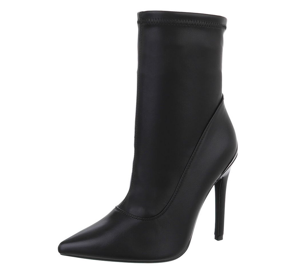 Ital-Design Elegante Damen Stiefel mit hohem Absatz für jeden Anlass High-Heel-Stiefelette (90598816) Pfennig-/Stilettoabsatz Stiefeletten in Schwarz