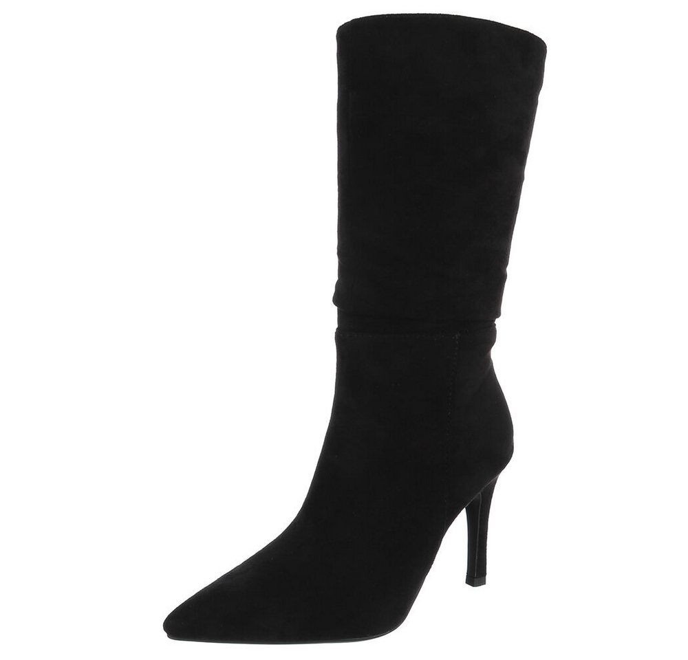 Ital-Design Elegante Damen-Stiefel mit hohen Absätzen für Alltag und Abend High-Heel-Stiefel (90598811) Pfennig-/Stilettoabsatz Stiefel in Schwarz