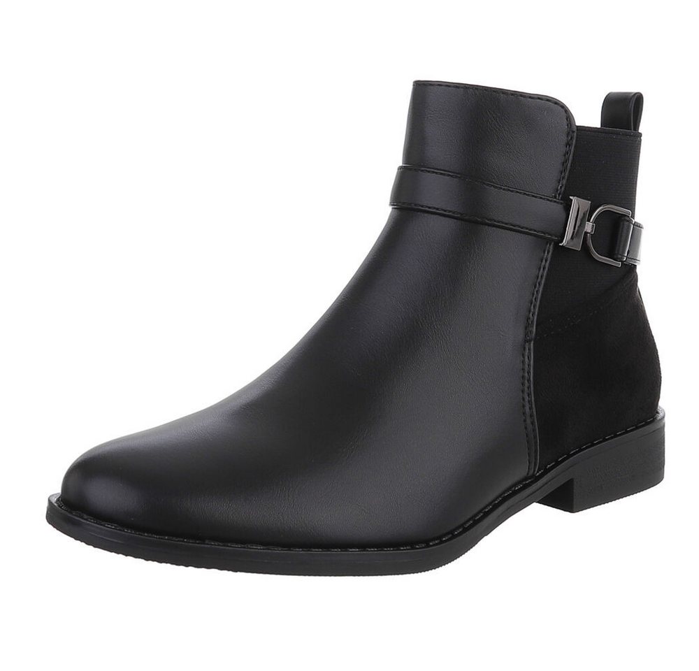 Ital-Design Elegante Damen Stiefeletten mit Schnalle für Herbst/Winter Stiefelette (90169416) Blockabsatz Chelsea Boots in Schwarz