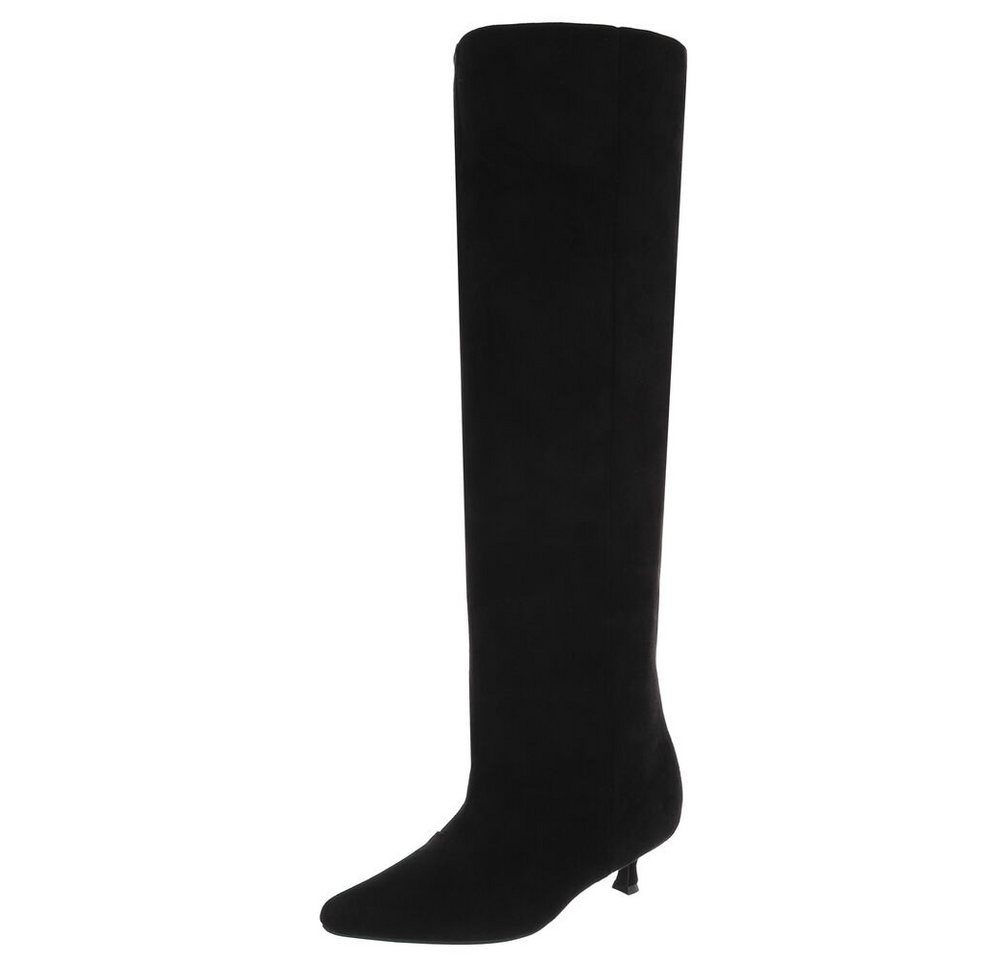 Ital-Design Elegante Damenstiefel mit schmaler Schuhspitze für Herbst/Winter Overkneestiefel (90851700) Pfennig-/Stilettoabsatz Stiefel in Schwarz