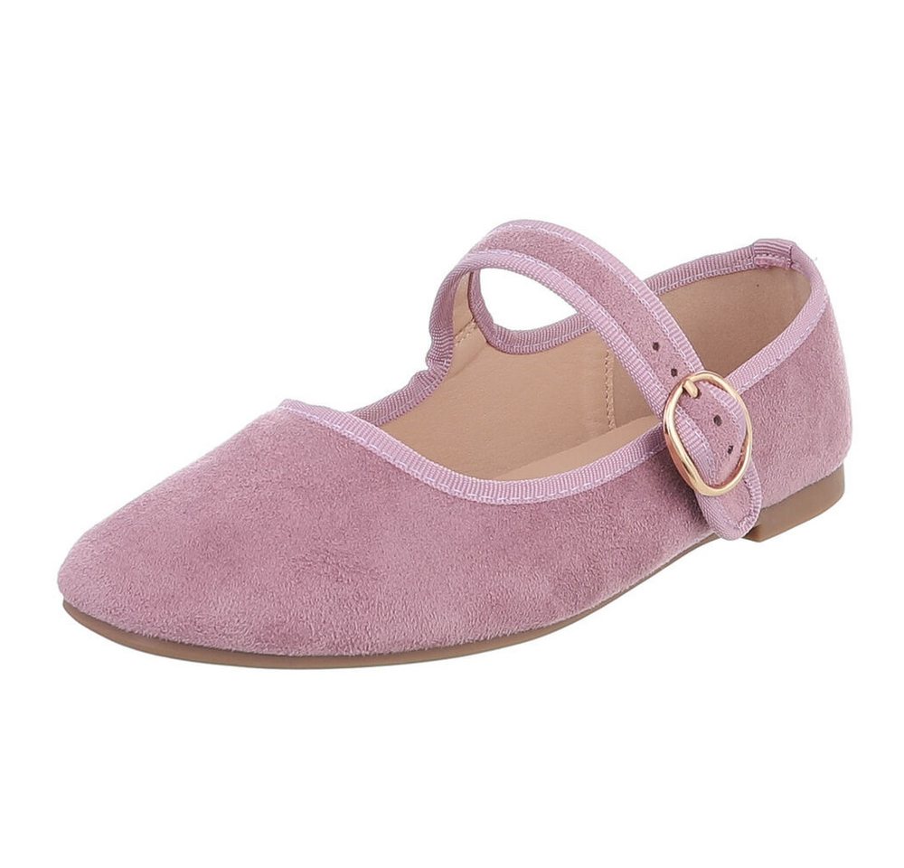 Ital-Design Elegante Flats mit Riemen für Damen – ideal für Alltag Schnürpumps (91554678) Blockabsatz Riemchenballerinas in Lila