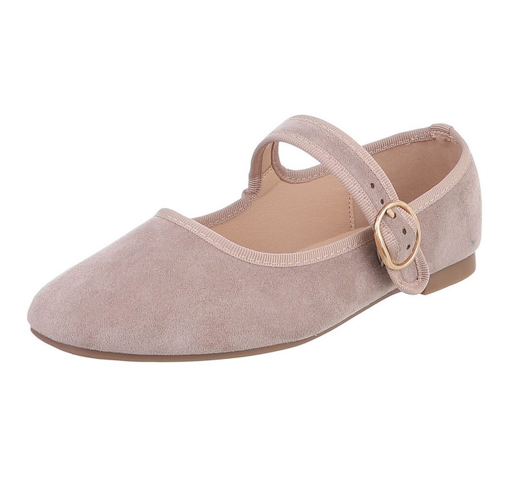 Ital-Design Elegante Flats mit Riemen für Damen – ideal für Alltag Schnürpumps (91554681) Blockabsatz Riemchenballerinas in Hellbraun