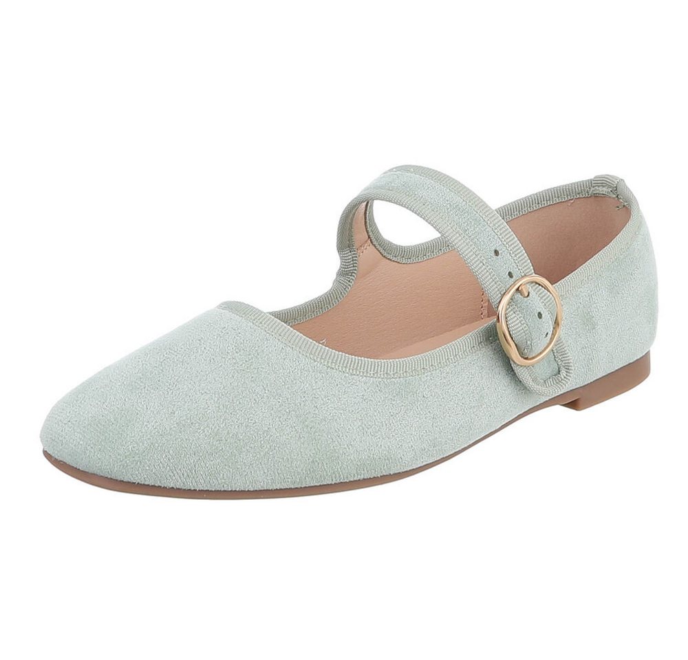 Ital-Design Elegante Flats mit Riemen für Damen – ideal für Alltag Schnürpumps (91554689) Blockabsatz Riemchenballerinas in Hellgrün