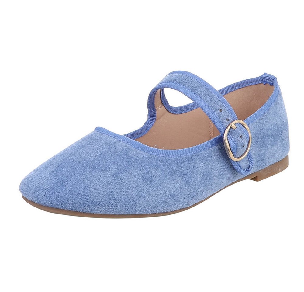 Ital-Design Elegante Flats mit Riemen für Damen – ideal für Alltag Schnürpumps (91554692) Blockabsatz Riemchenballerinas in Hellblau