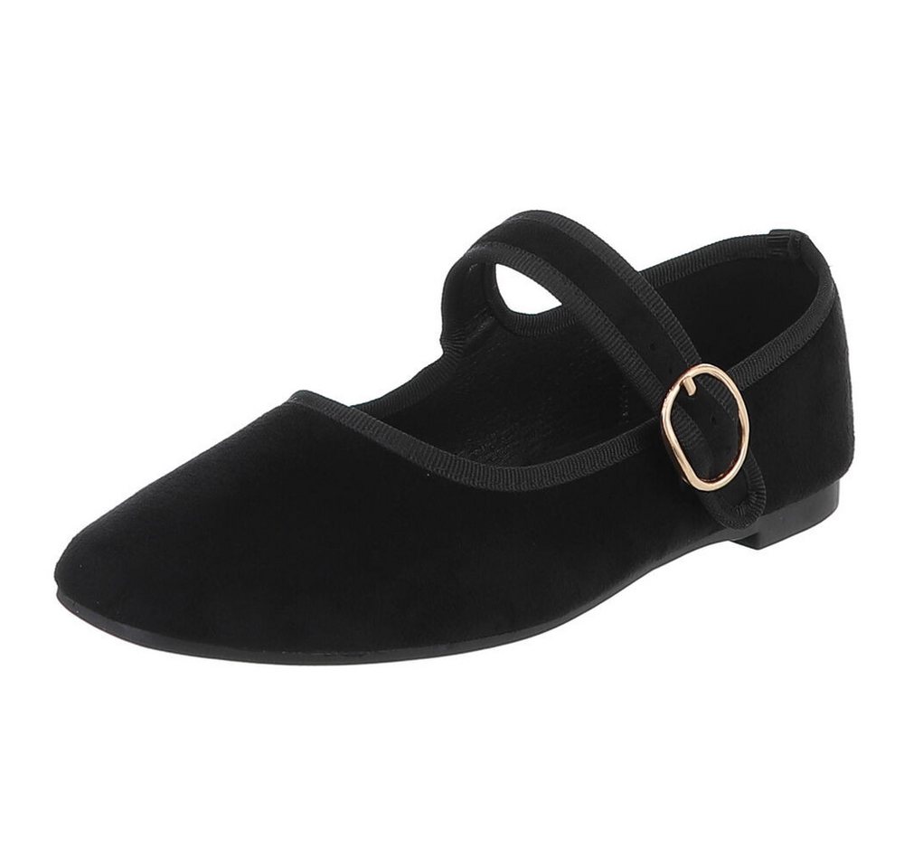 Ital-Design Elegante Flats mit Riemen für Damen – ideal für Alltag Schnürpumps (91554702) Blockabsatz Riemchenballerinas in Schwarz