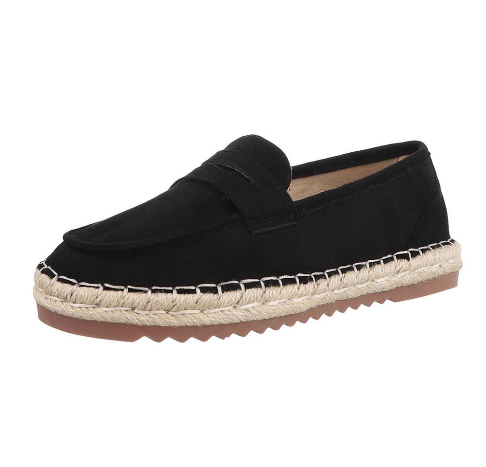 Ital-Design Elegante Freizeitschuhe für Damen mit rutschfester Sohle Slipper (89322752) Flach Mokassins in Schwarz