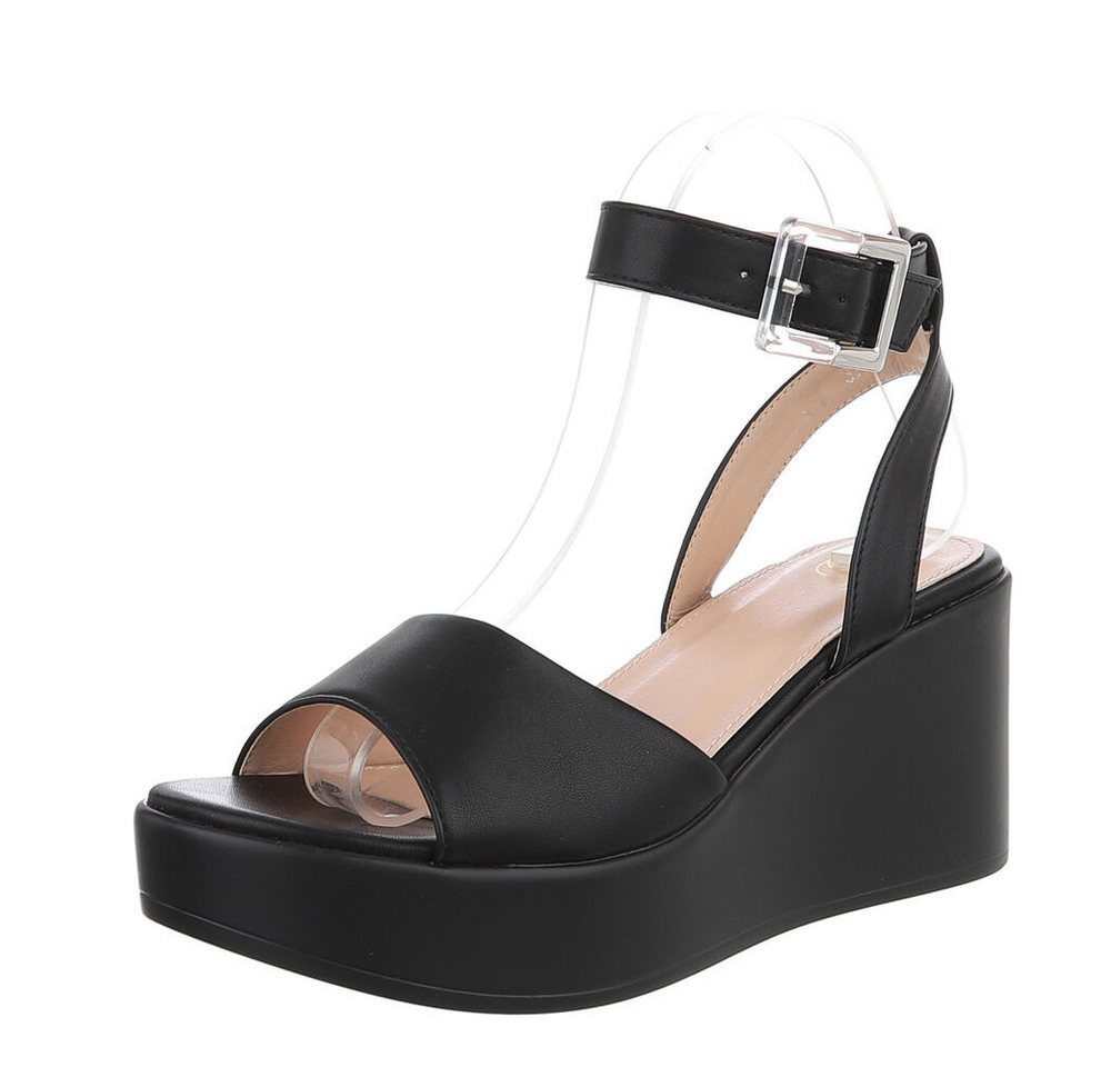 Ital-Design Elegante Keilsandalen für Damen mit verstellbarem Riemen Plateausandaletten (89852395) Keilabsatz/Wedge Keilsandaletten in Schwarz