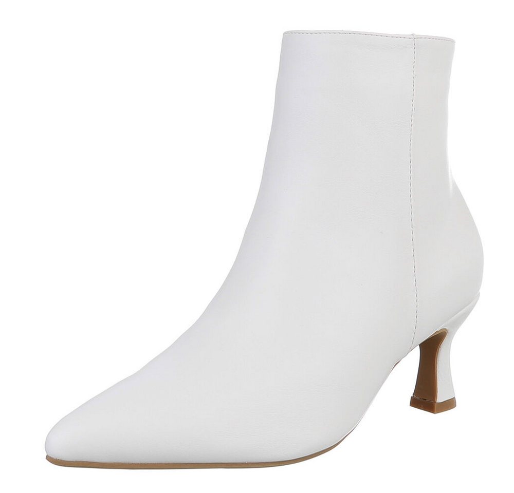 Ital-Design Elegante kniehohe Stiefel für Damen mit niedrigem Absatz Stiefelette (90109877) Pfennig-/Stilettoabsatz Stiefeletten in Weiß