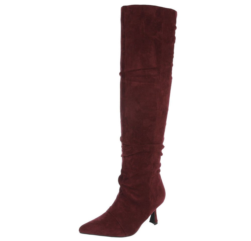 Ital-Design Elegante knöchelhohe Stiefel für Damen, vielseitig und komfortabel Overkneestiefel (90726789) Pfennig-/Stilettoabsatz Stiefel in Weinrot