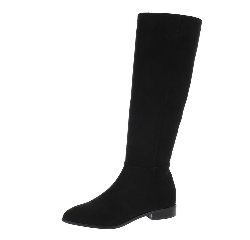 Ital-Design Elegante Knöchelstiefel aus hochwertigem Material für Damen Stiefel (78544587) Blockabsatz Flache Stiefel in Schwarz