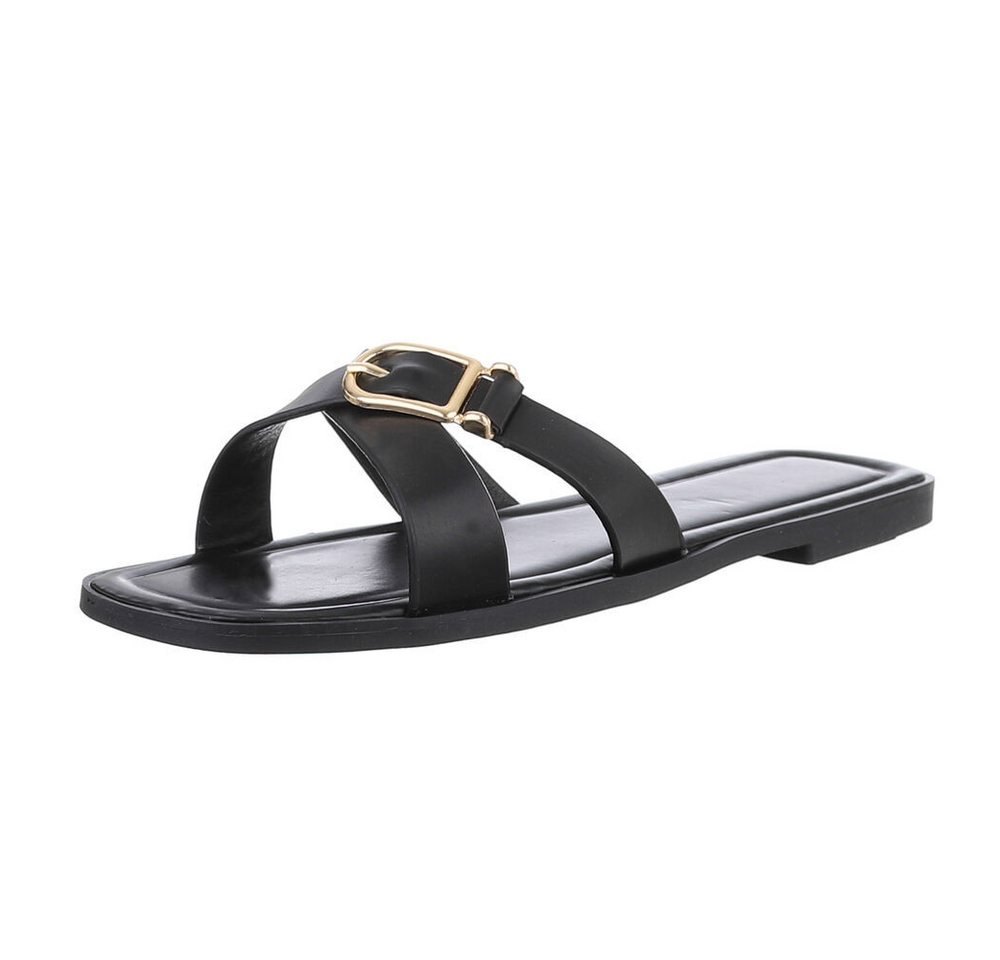 Ital-Design Elegante Komfort-Sandalen für jeden Anlass Pantolette (89322935) Blockabsatz Pantoletten in Schwarz