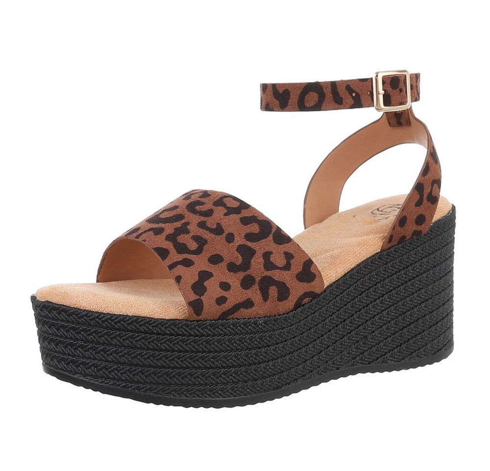 Ital-Design Elegante Komfort-Sandalen mit Plateau für jeden Anlass Plateausandaletten (89092125) Keilabsatz/Wedge Keilsandaletten in Braun