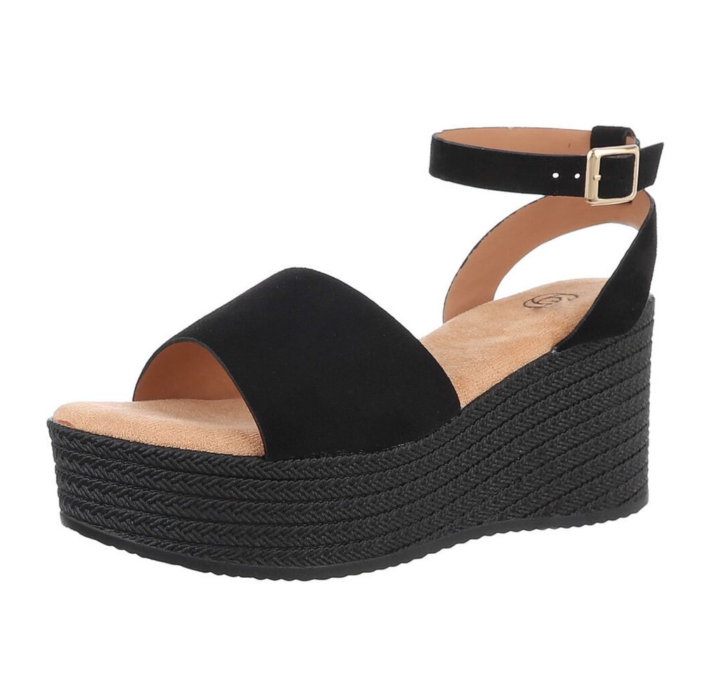 Ital-Design Elegante Komfort-Sandalen mit Plateau für jeden Anlass Plateausandaletten (89092139) Keilabsatz/Wedge Keilsandaletten in Schwarz
