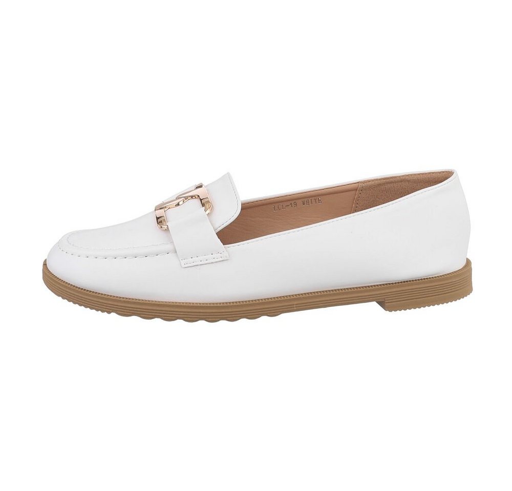 Ital-Design Elegante Loafer mit Komfort und Stiloptionen Mokassin (85697964) Blockabsatz Mokassins in Weiß