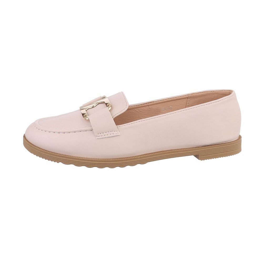 Ital-Design Elegante Loafer mit Komfort und Stiloptionen Mokassin (85697984) Blockabsatz Mokassins in Beige