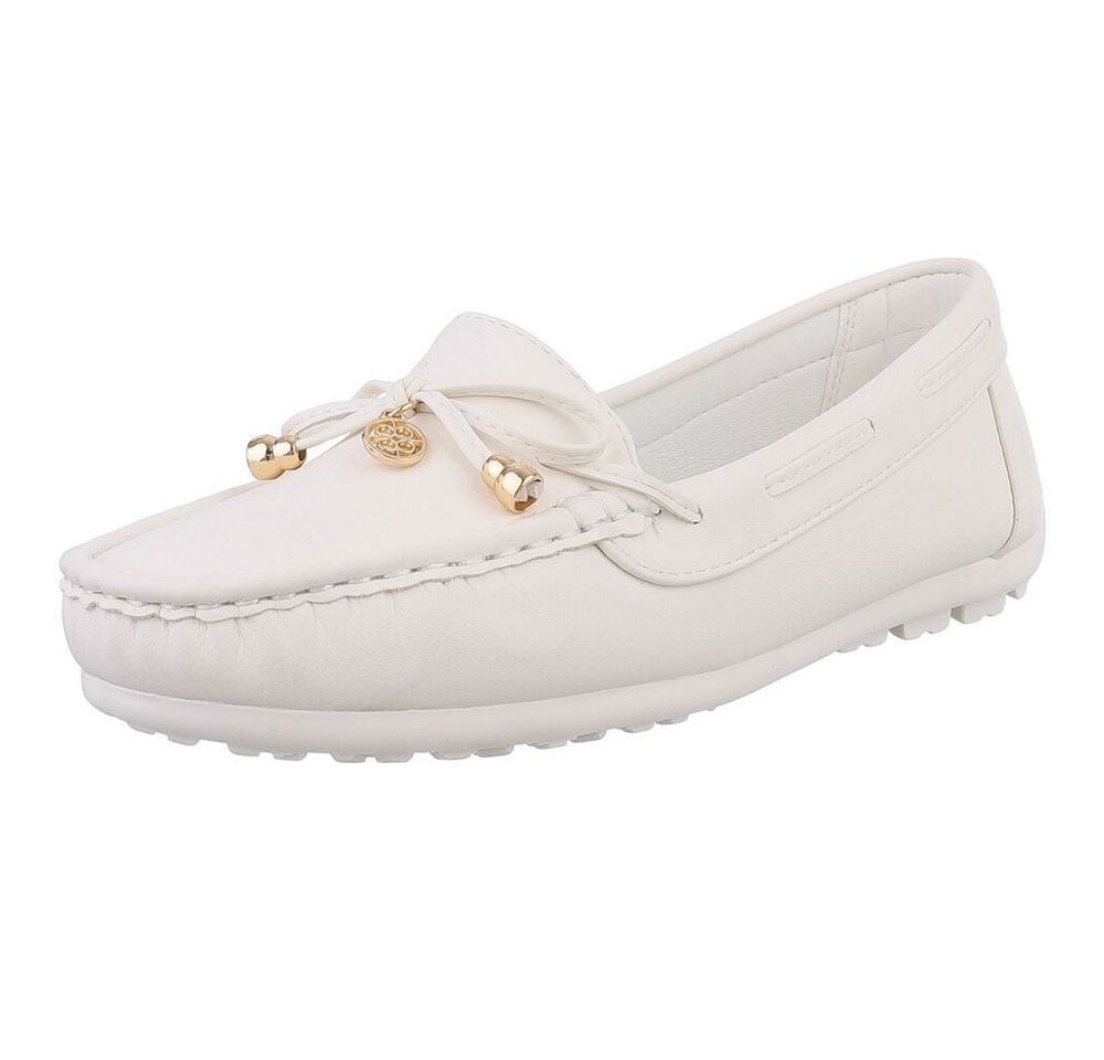 Ital-Design Elegante Mokassins für Damen – Komfort & Stil Slipper (89319050) Flach Mokassins in Weiß