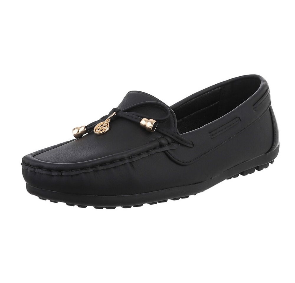 Ital-Design Elegante Mokassins für Damen – Komfort & Stil Slipper (89319073) Flach Mokassins in Schwarz