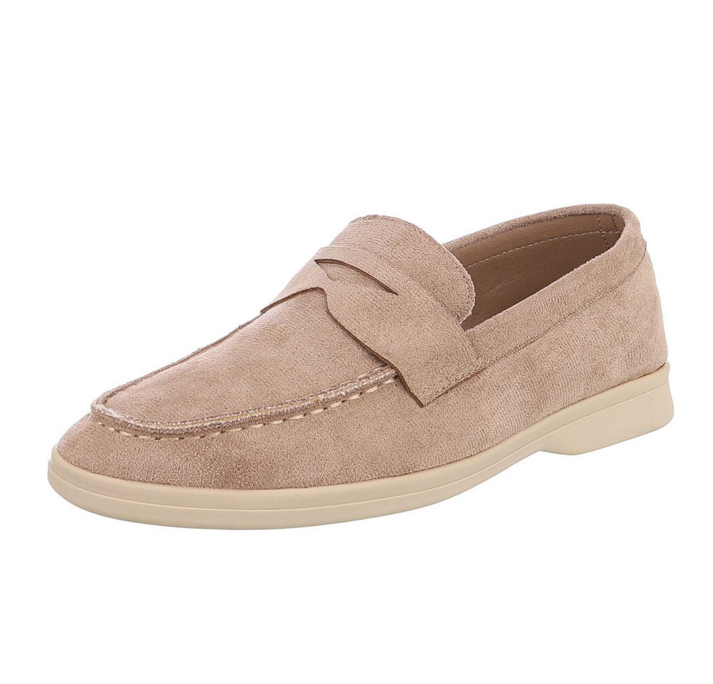 Ital-Design Elegante Mokassins für Damen – Komfortabel und Vielseitig Slipper (90033040) Blockabsatz Mokassins in Hellbraun