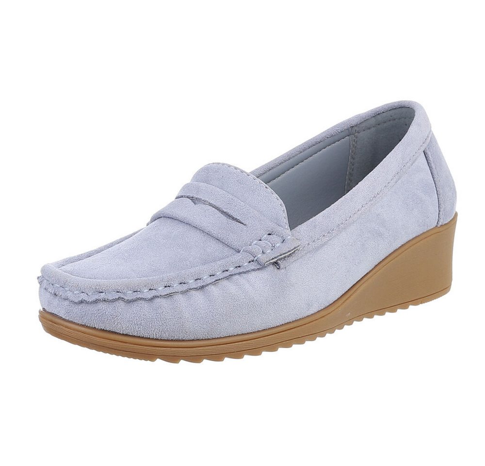 Ital-Design Elegante Mokassins mit Keilabsatz für vielseitige Anlässe Slipper (89319007) Keilabsatz/Wedge Mokassins in Hellblau
