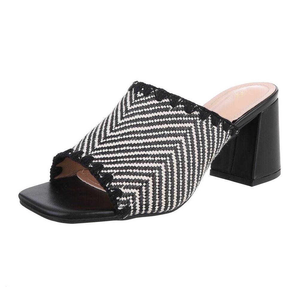 Ital-Design Elegante Mules mit Absatz für Damen - Komfort und Stil Pantolette (89930113) Blockabsatz Sandalen & Sandaletten in Schwarz