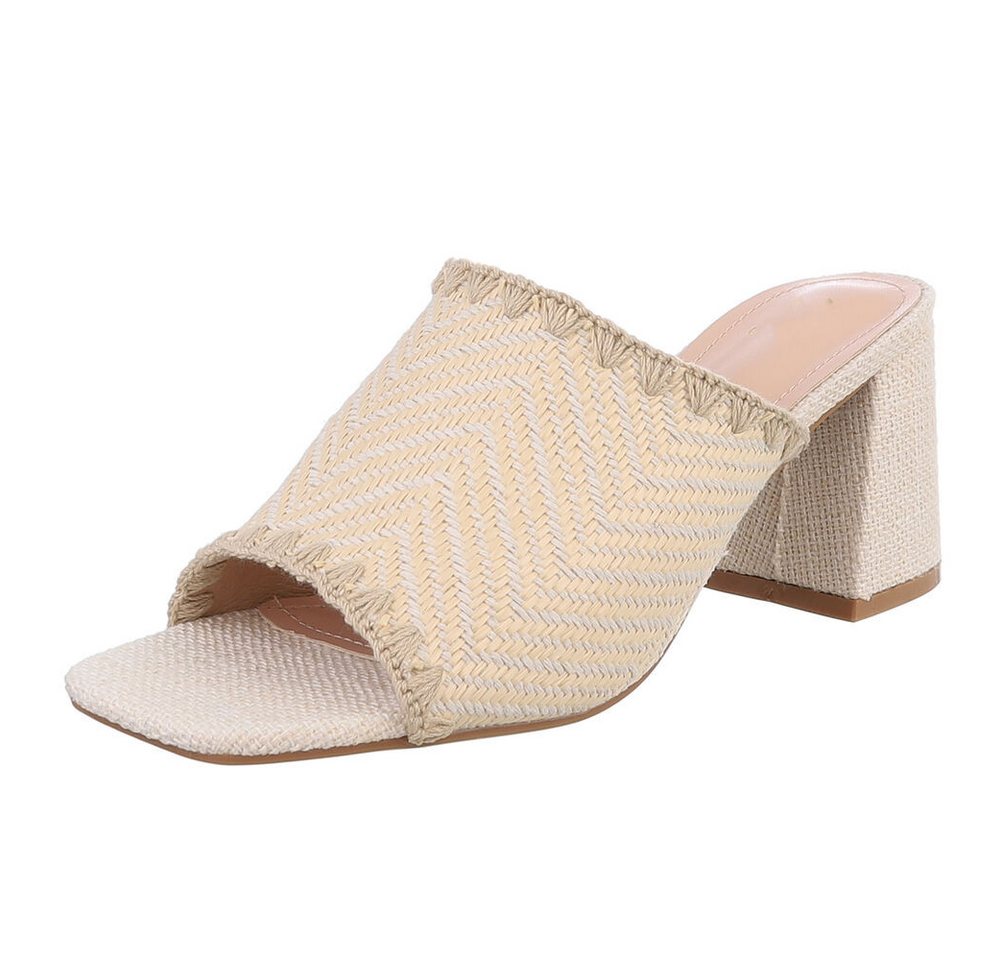 Ital-Design Elegante Mules mit Absatz für Damen - Komfort und Stil Pantolette (89930126) Blockabsatz Sandalen & Sandaletten in Apricot
