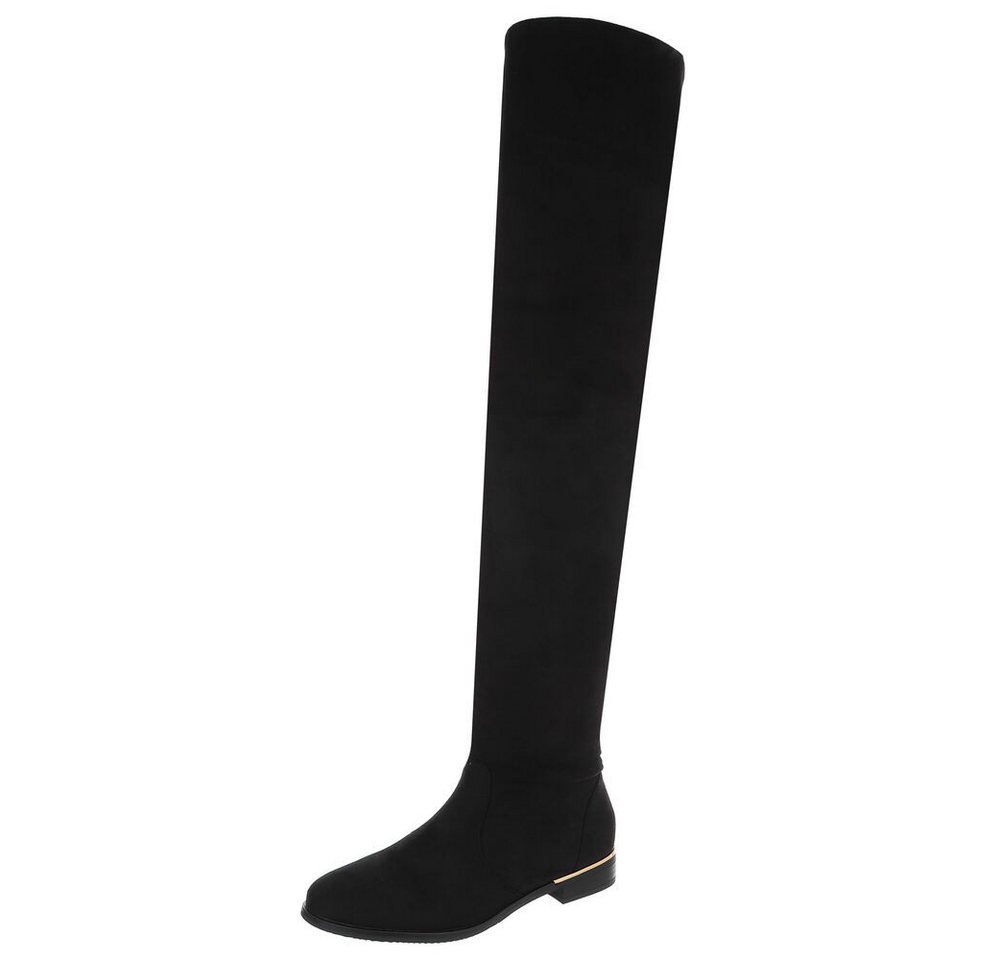 Ital-Design Elegante Overknee-Stiefel aus weichem Material für Damen Stiefel (90727013) Blockabsatz Overknees in Schwarz