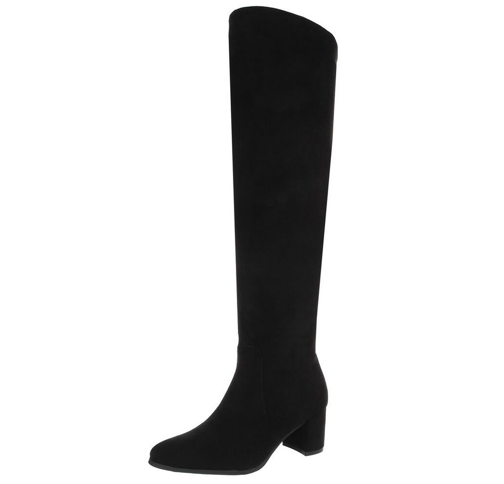 Ital-Design Elegante Overknee-Stiefel mit Blockabsatz für Damen Overkneestiefel (90152965) Blockabsatz Stiefel in Schwarz