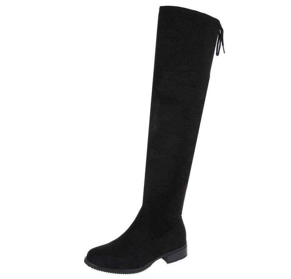 Ital-Design Elegante Overknee-Stiefel mit Schnürung für Damen Stiefel (90793443) Blockabsatz Overknees in Schwarz