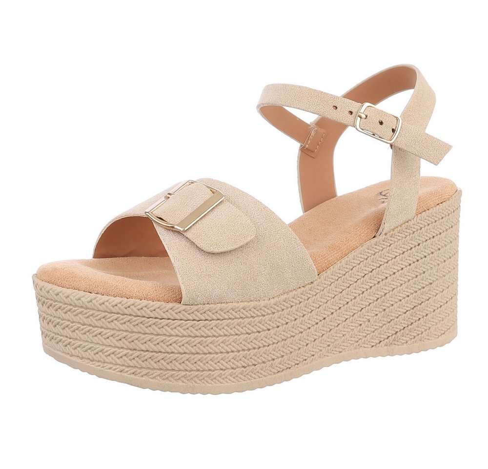 Ital-Design Elegante Plateau-Sandalen für jeden Anlass Plateausandaletten (89092156) Keilabsatz/Wedge Keilsandaletten in Hellbraun